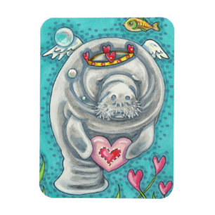 MANATEE CUPID, BUBBLES & HEARS FARBENFARBIGE VALEN MAGNET
