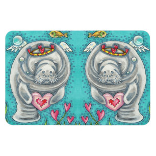 MANATEE CUPID, BUBBLES & HEARS FARBENFARBIGE VALEN MAGNET