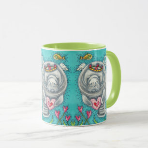 MANATEE CUPID, BUBBLES & HEARS FARBENFARBIGE VALEN TASSE