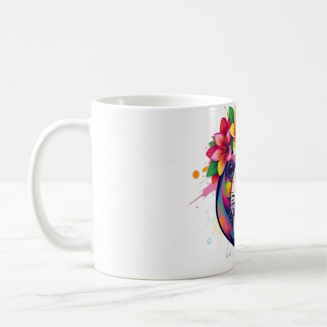 Manatee Dream: Tropische Blume Kronen T-Shirt Kaffeetasse (Links)