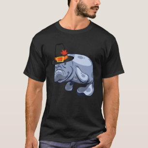 Manatee-Erntedankgeschenk Pilgerhut Seekuh Herbst T-Shirt