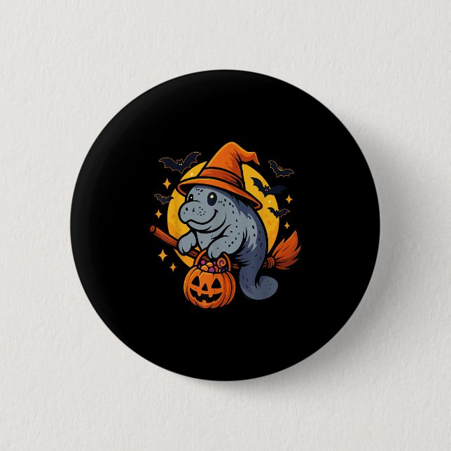 Manatee Hexenhut Kürbis Halloween Soky Season  Button (Vorderseite)