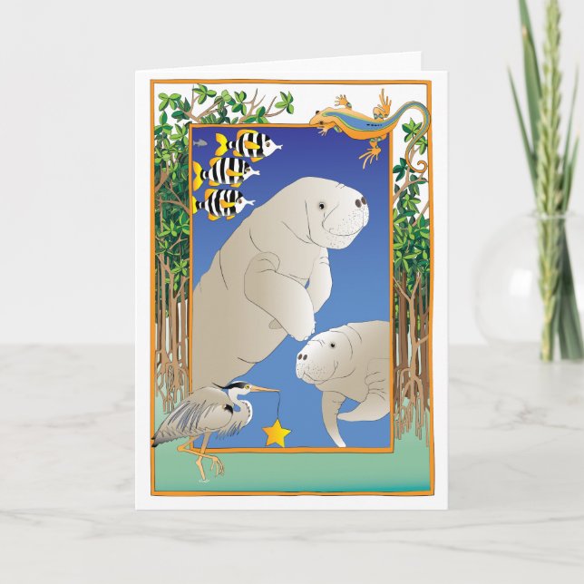 Manatee Holiday Feiertagskarte (Vorderseite)
