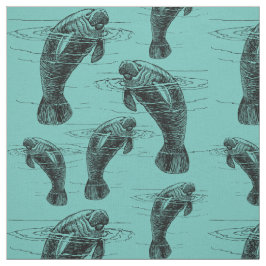 Manatee Illustration Muster Stoff