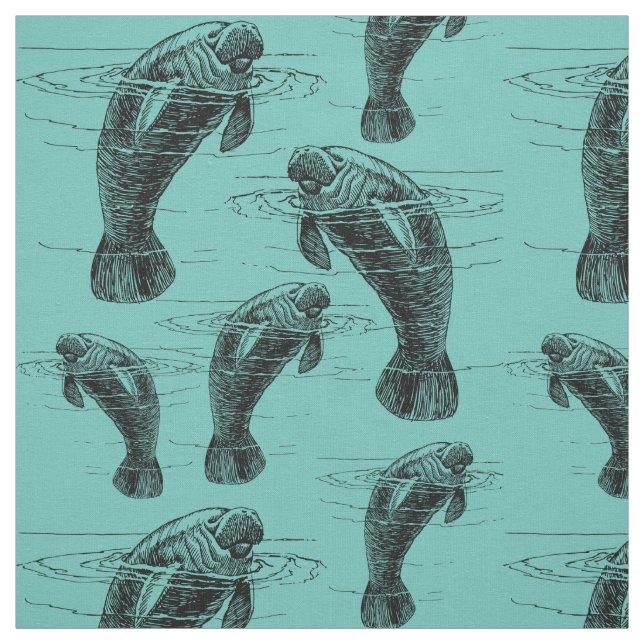 Manatee Illustration Muster Stoff (Muster)