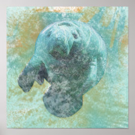 Manatee in Wasserküstenkunst Poster