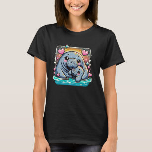 Manatee Liebe Baby und Mama Sirenian Manatees Herz T-Shirt