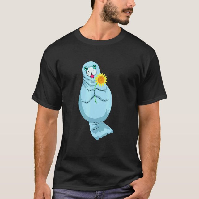 Manatee mit Sonnenblume T-Shirt (Vorderseite)