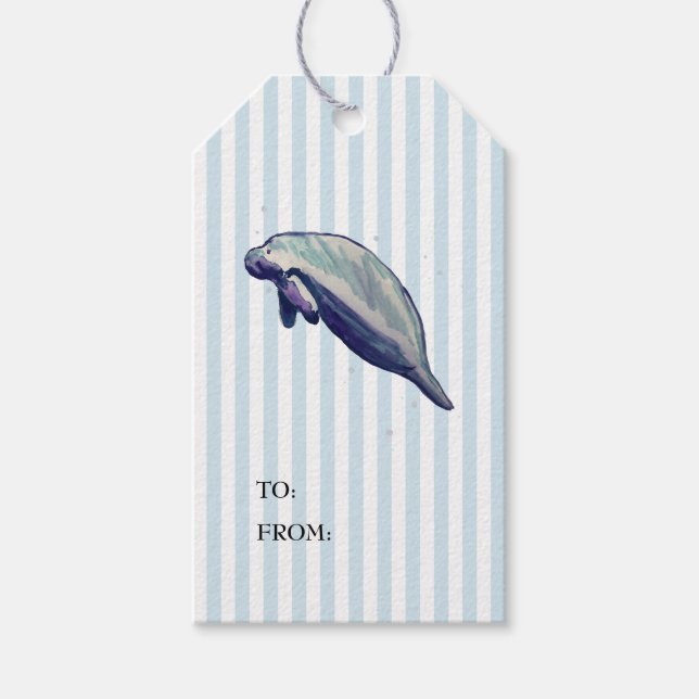 Manatee Nautical Shiplap Rustic Gift Tag Geschenkanhänger (Vorderseite)