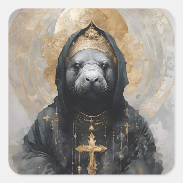 Manatee Nun Quadratischer Aufkleber (Vorderseite)