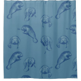 Manatee Ocean Blue Duschvorhang
