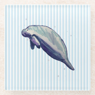 Manatee Painting Beach Decor Glass Untersetzer