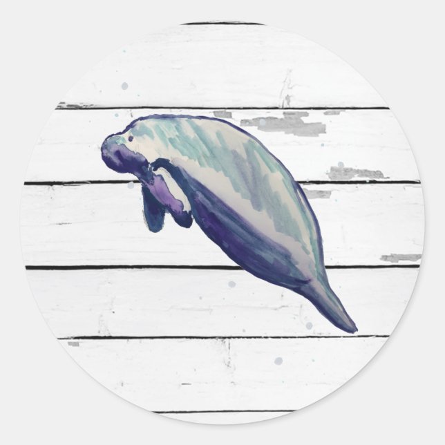 Manatee Painting Ocean Party Danke Stickers (Vorderseite)