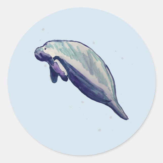 Manatee Painting Ocean Party Danke Stickers (Vorderseite)