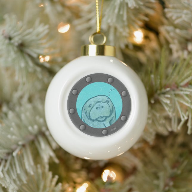Manatee Porthole Keramik Kugel-Ornament (Baum)
