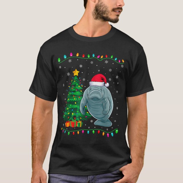 Manatee Santa Hat Men Women Kids Christmas Tree Li T-Shirt (Vorderseite)