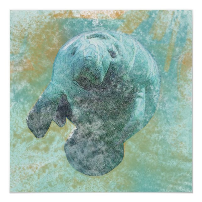 Manatee Sea Cow Art Print Poster (Vorderseite)