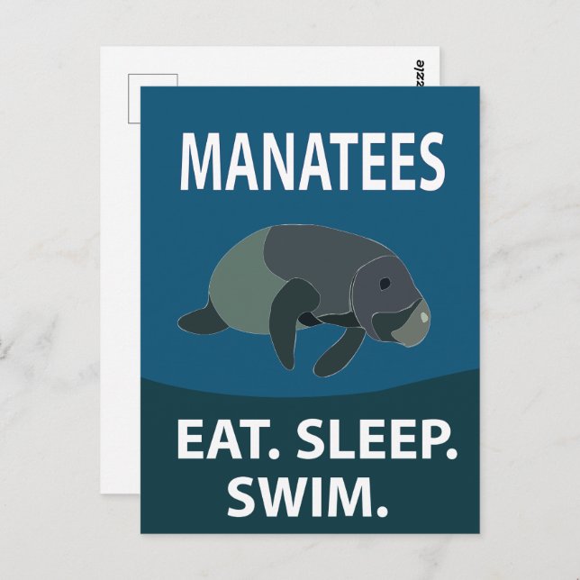 Manatee Sea Cow Tiermanatee Postkarte (Vorne/Hinten)