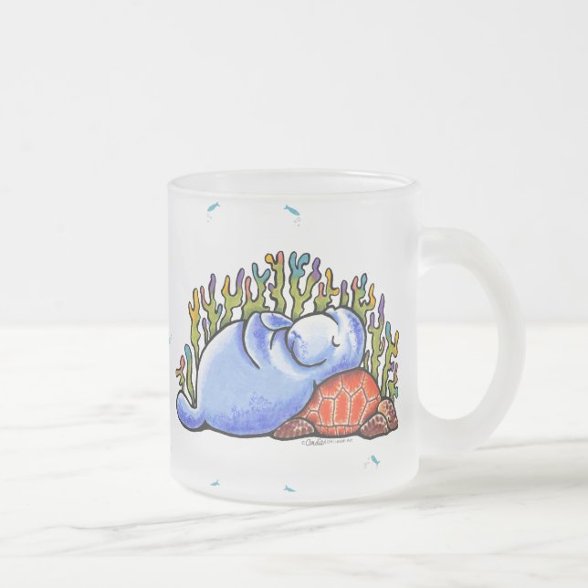 Manatee Sea Turtle Fish Under Sea Mattglastasse (Rechts)