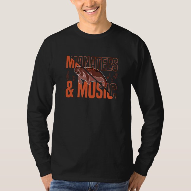 Manatee und Musiknoten Seetiere T-Shirt (Vorderseite)