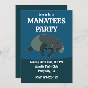 Manatee under Sea Birthday Party Manatee Einladung