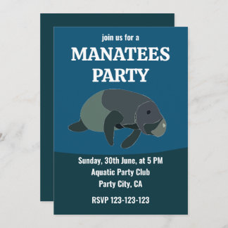 Manatee under Sea Birthday Party Manatee Einladung
