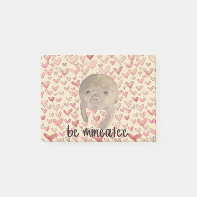 Manatee Valentine Post-it Klebezettel (Vorderseite)