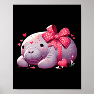 Manatee Valentinstag Herzen Tier Meer Ozean 1 Poster