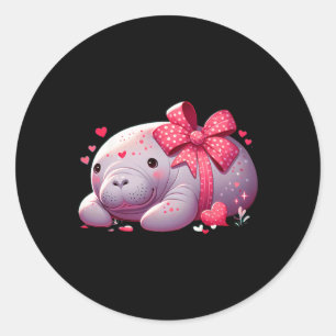 Manatee Valentinstag Herzen Tier Meer Ozean Runder Aufkleber