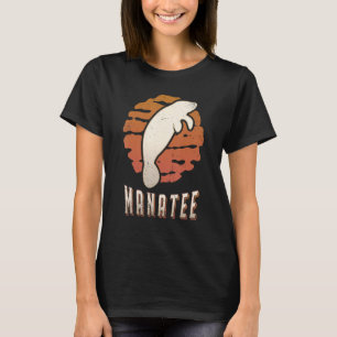 Manatee Vintage Retro Klassisches Tier Sonnenunter T-Shirt