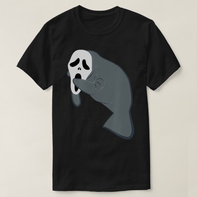 Manatee Wear Beängstigende Halloween Mask Funny Se T-Shirt (Design vorne)
