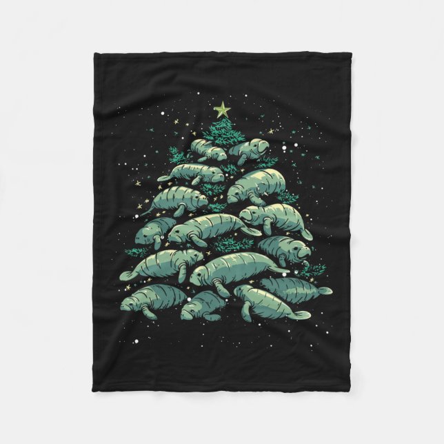 Manatee Weihnachtsbaum Manatee Xmas Boys & amp; Wo Fleecedecke (Vorderseite)