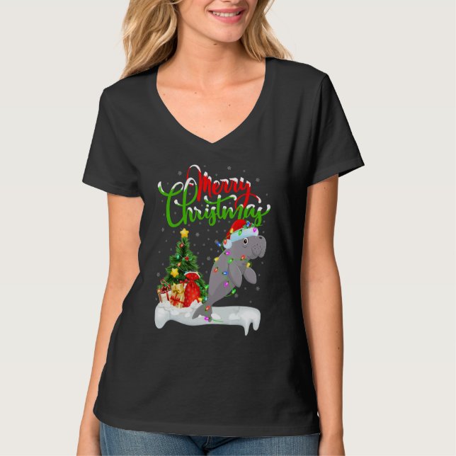 Manatee   Xmas Decorations Santa Manatee Christmas T-Shirt (Vorderseite)