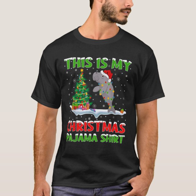Manatee Xmas Tree Lights Das ist mein Weihnachts-P T-Shirt (Vorderseite)
