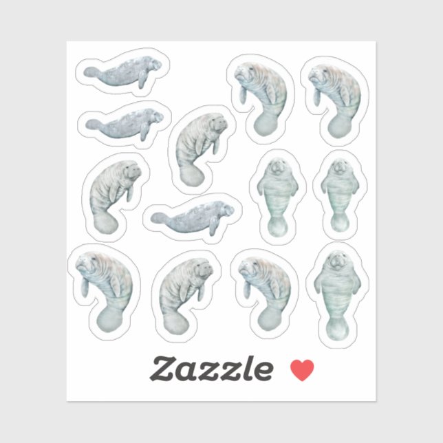 Manatees Custom Vinyl Sticker Sheet 3" (Blatt)