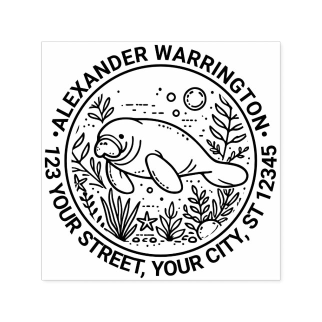 Manateschwimmen unter der Rücksendeadresse "Wasser Permastempel (Design)