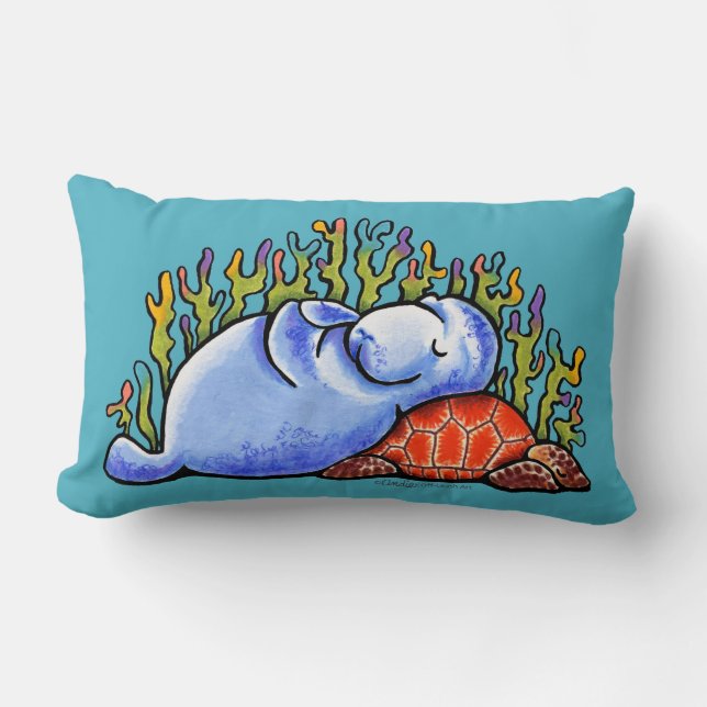 ManateSea Turtle Slumber Party Blau Lendenkissen (Vorderseite)