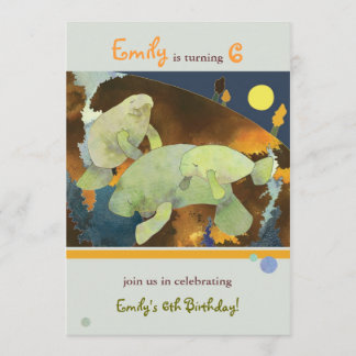 Manatis-Familien-Kindergeburtstag-Party Einladung