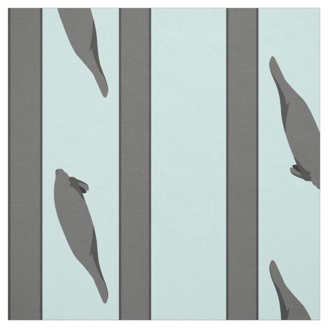 Manatis Stripes graues aquamarines Gewebe Stoff (Muster)