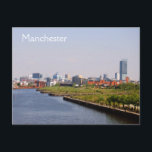 Manchester aus Salford Quays Postcard Postkarte<br><div class="desc">Aussicht auf die beiden Städte</div>