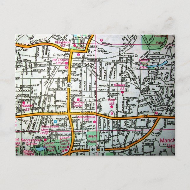 MANCHESTER, CT Vintage-Karte Postkarte (Vorderseite)