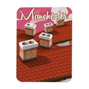 Manchester, England Cartoon Reiseplakat Magnet