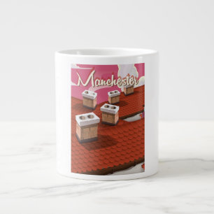 Manchester, England Cartoon-Reiseposter Jumbo-Tasse