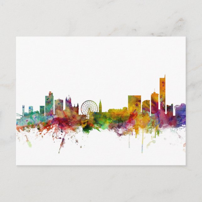 Manchester England Skyline Postkarte (Vorderseite)