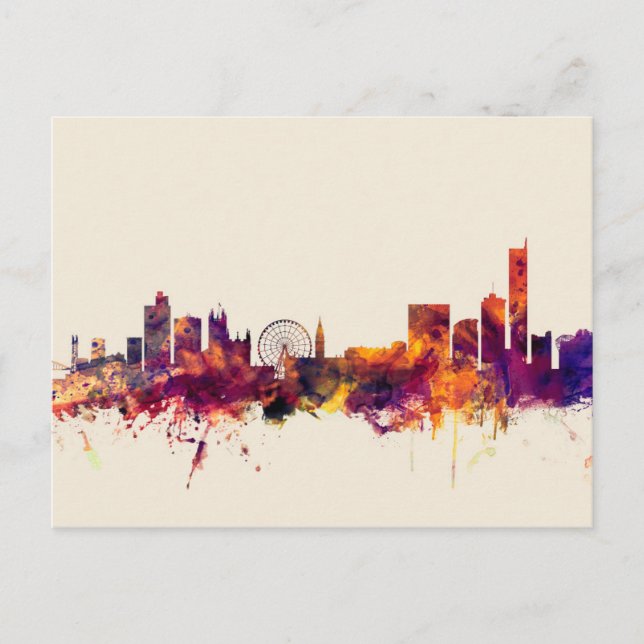 Manchester England Skyline Postkarte (Vorderseite)