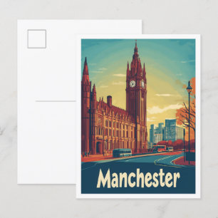 Manchester England UK Vintage Reiseillustration Postkarte