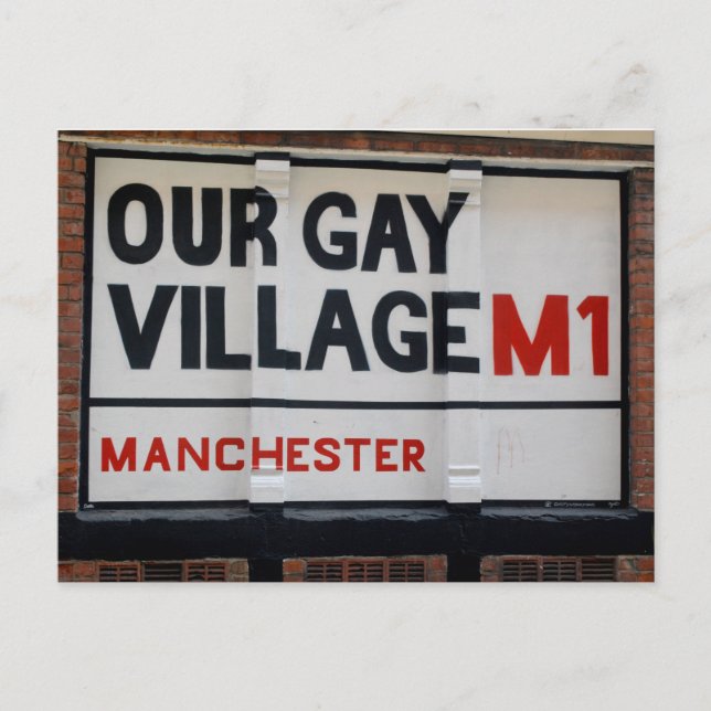 Manchester Gay Village signalisieren Postkarte (Vorderseite)