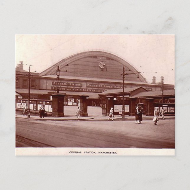 Manchester, Hauptbahnhof Postkarte (Vorderseite)