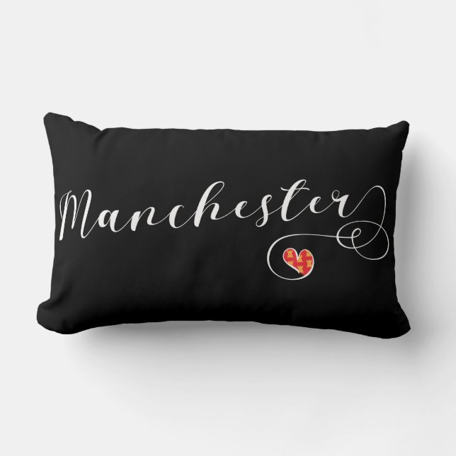 Manchester Heart Throw Pillow, England Lendenkissen (Vorderseite)