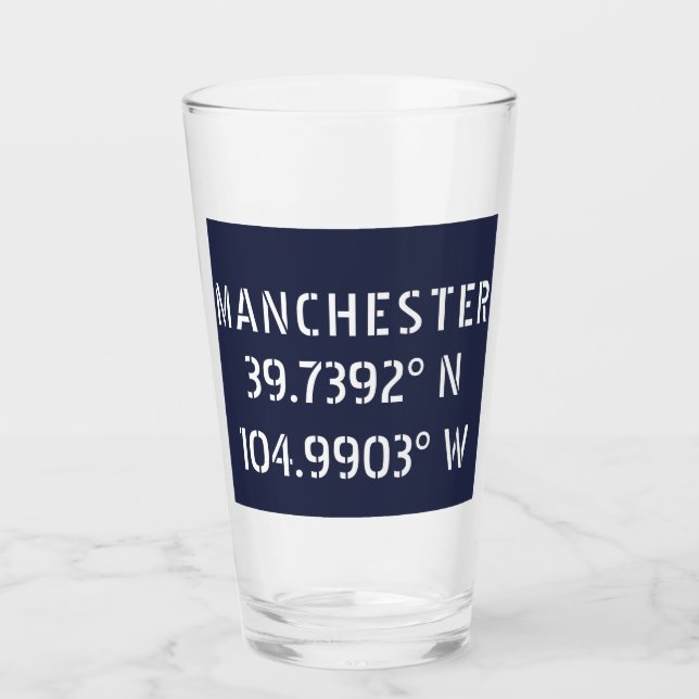Manchester Latitude Longitude Glas (Vorderseite)